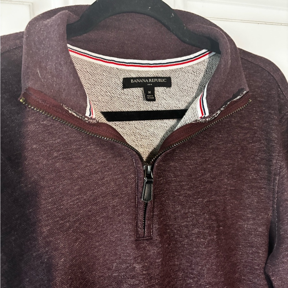 Banana Republic Men's Burgundy Half-Zip Sweater - Picture 2 of 4